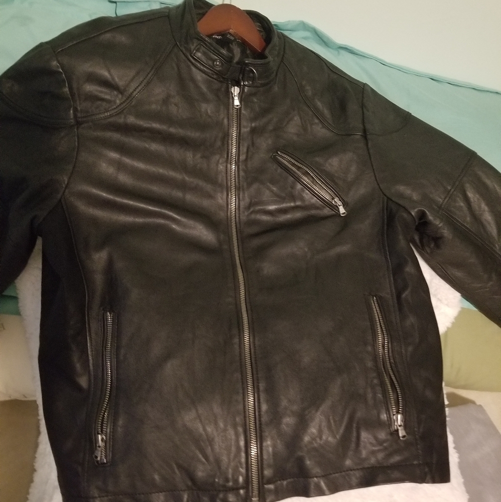 Kenneth Cole leather Moto jacket